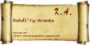 Koháry Aranka névjegykártya
