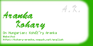 aranka kohary business card
